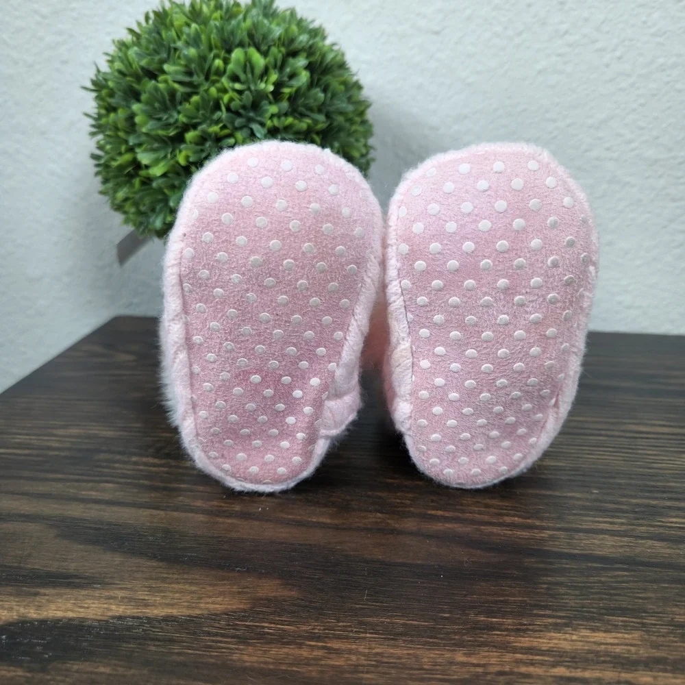 Stepping Stones Baby Girl‎ Pink Cable Knit Fur Trim Booties Newborn 0-6 m